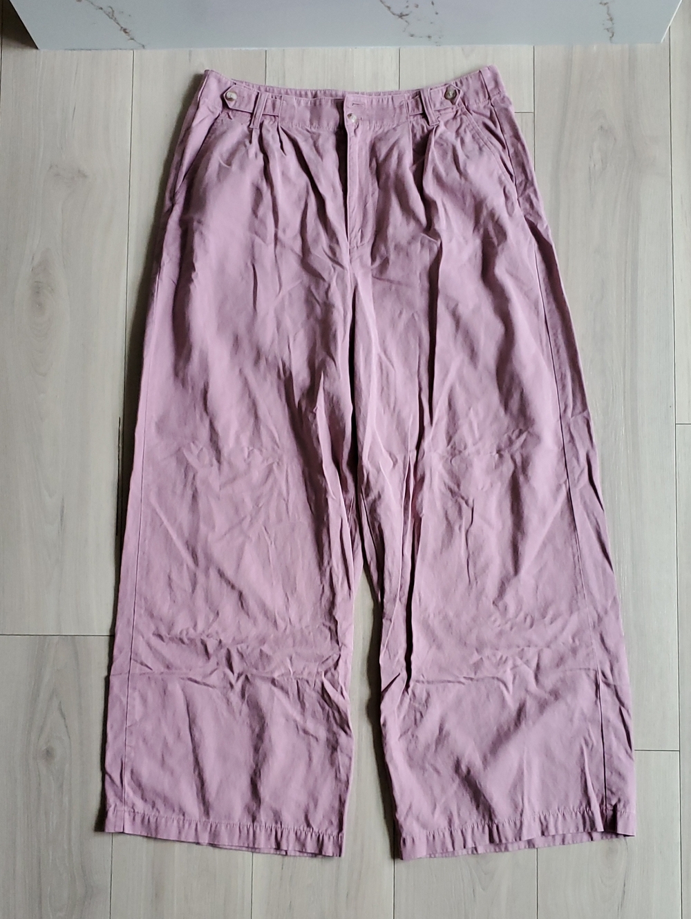Madewell Linen Pants Womens 14 Harlow‎ Wide-Leg Chinos in Dusty Pink
